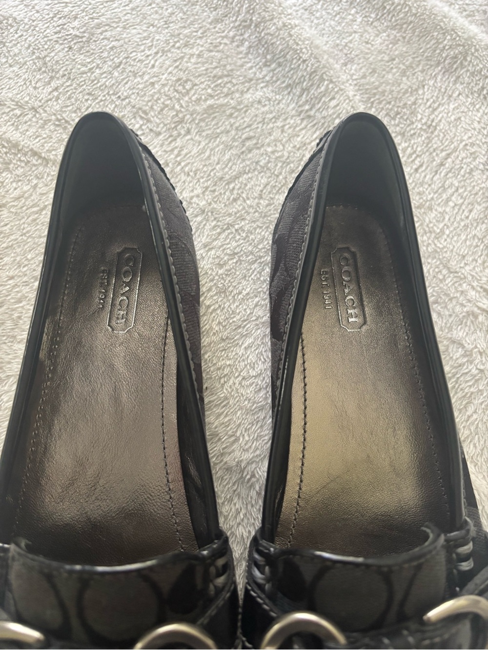 Coach Brown Signature Canvas Loafers with Silver Buckle Size 8 - Picture 3 of 6